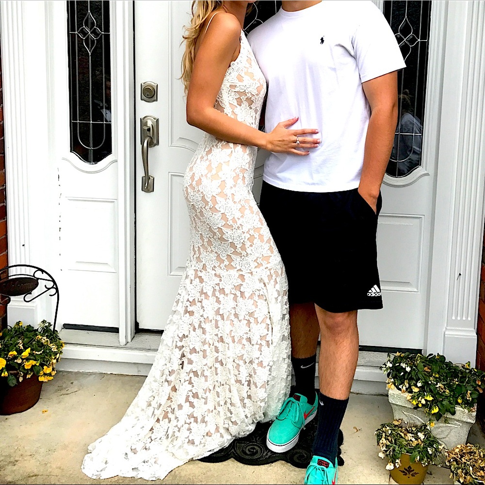 white jovani gown